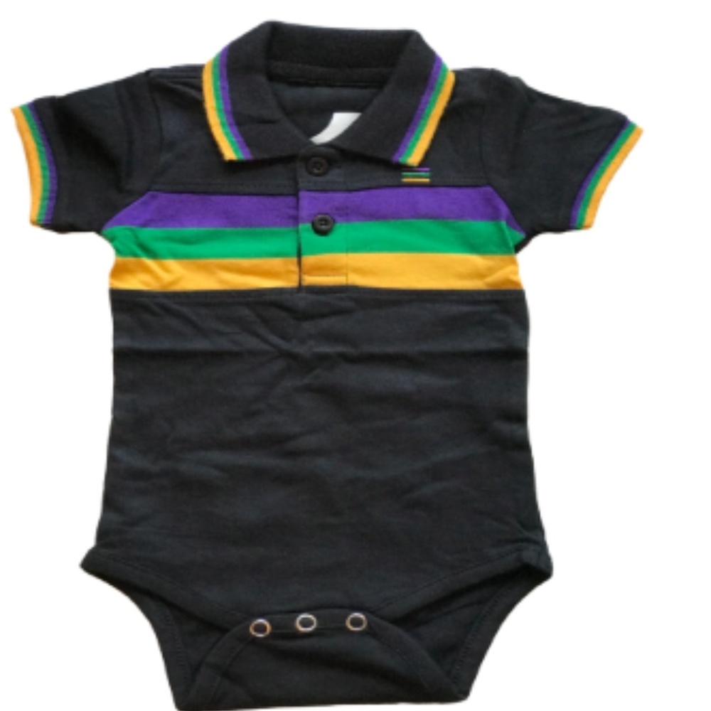 Mardi Gras Inf Bodysuit Black W/Purple/Green/Gold